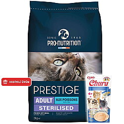 Pro Nutrition Prestige Sterilised Balıklı Kısırlaştırılmış Kedi Maması 2 Kg + Inaba Krema Ödül 4 x 14 Gr - Pro Nutrition
