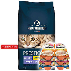 Pro Nutrition Prestige Sterilised Tavuk Etli Kısırlaştırılmış Kedi Maması 10 Kg + 3 Adet Inaba Twins Ödül 2 x 35 Gr - Pro Nutrition
