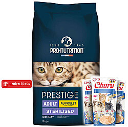 Pro Nutrition Prestige Sterilised Tavuk Etli Kısırlaştırılmış Kedi Maması 10 Kg + 3 Adet Inaba Krema Ödül 4 x 14 Gr - Pro Nutrition