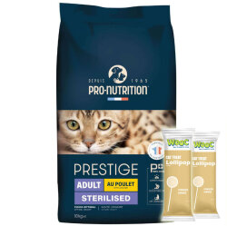 Pro Nutrition Prestige Sterilised Tavuk Etli Kısırlaştırılmış Kedi Maması 10 Kg + 2 Adet Wooc Lolipop Ödül - Pro Nutrition