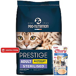 Pro Nutrition Prestige Sterilised Tavuk Etli Kısırlaştırılmış Kedi Maması 2 Kg + Inaba Krema Ödül 4 x 14 Gr - Pro Nutrition
