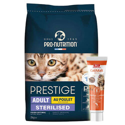 Pro Nutrition - Pro Nutrition Prestige Sterilised Tavuk Etli Kısırlaştırılmış Kedi Maması 2 Kg + Biopet Active Malt Paste 25 ML