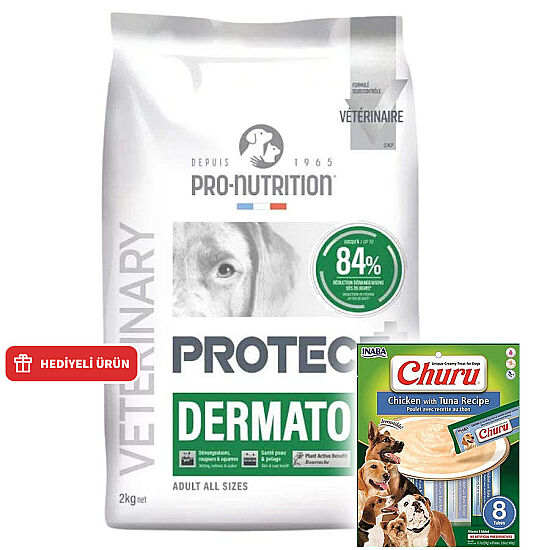 Pro Nutrition Protect Veterinary Dermato Hypo Allergenic Köpek Maması 2 Kg + Inaba Churu Krema Ödül 8 x 20 Gr - 1