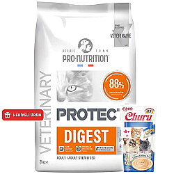Pro Nutrition Protect Veterinary Digest Hypo Allergenic Kedi Maması 2 Kg + Inaba Twins Ödül 2 x 35 Gr - Pro Nutrition