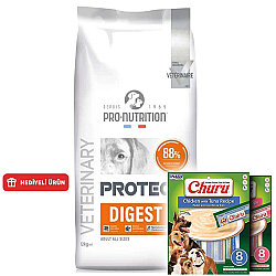 Pro Nutrition Protect Veterinary Digest Sindirim Sistemi Destekleyici Köpek Maması 12 Kg + 2 Adet Inaba Churu Krema Ödül 8 x 20 Gr - Pro Nutrition
