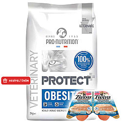 Pro Nutrition Protect Veterinary Obesite Kilo Kontrolü İçin Kedi Maması 2 Kg + Inaba Twins Ödül 2 x 35 Gr - Pro Nutrition