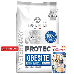 Pro Nutrition Protect Veterinary Obesite Kilo Kontrolü İçin Kedi Maması 2 Kg + Inaba Krema Ödül 4 x 14 Gr - Pro Nutrition