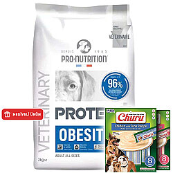 Pro Nutrition Protect Veterinary Obesite Kilo Kontrolü İçin Köpek Maması 12 Kg + 2 Adet Inaba Churu Krema Ödül 8 x 20 Gr - Pro Nutrition