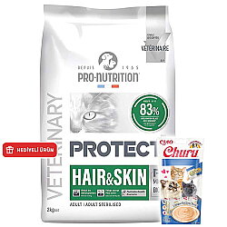 Pro Nutrition Protect Veterinary Tüy ve Cilt Bakımı Kedi Maması 2 Kg + Inaba Krema Ödül 4 x 14 Gr - Pro Nutrition