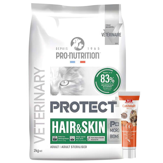 Pro Nutrition Protect Veterinary Tüy ve Cilt Bakımı Kedi Maması 2 Kg + Biopet Active Malt Paste 25 ML - 1