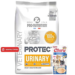 Pro Nutrition Protect Veterinary Urinary İdrar Yolu Sağlığı Destekleyici Kedi Maması 2 Kg + Inaba Krema Ödül 4 x 14 Gr - Pro Nutrition