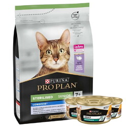 Pro Plan - Pro Plan 7+ Kısırlaştırılmış Hindili Yaşlı Kedi Maması 3 Kg + 3 Adet Pro Plan 85 Gr Yaş Mama