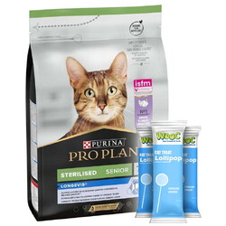 Pro Plan - Pro Plan 7+ Kısırlaştırılmış Hindili Yaşlı Kedi Maması 3 Kg + 3 Adet Wooc Kedi Ödülü Lolipop