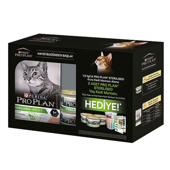 Pro Plan Box Kısırlaştırılmış Somon Balıklı Kedi Maması 1,5 Kg + 3 Adet Pro Plan Yaş Mama - 1