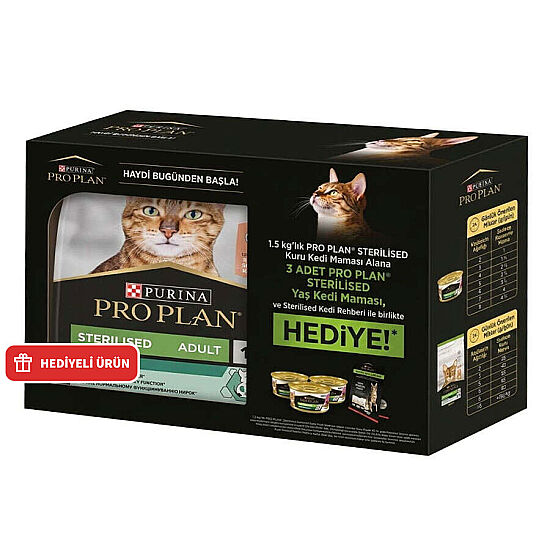 Pro Plan BOX Kısırlaştırılmış Somon Balıklı Kedi Maması 1,5 Kg + 3 Adet Pro Plan Konserve 85 Gr - 1