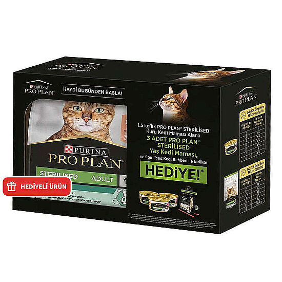 Pro Plan BOX Kısırlaştırılmış Somon Balıklı Kedi Maması 1,5 Kg + 3 Adet Pro Plan Konserve 85 Gr - 1