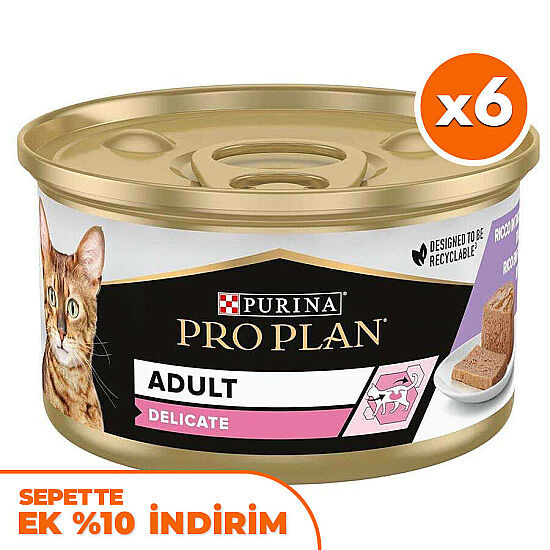 Pro Plan Delicate Hassas Hindi Etli Kedi Konservesi 85 Gr - 6 Adet - 1