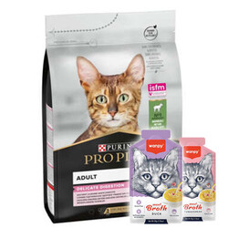 Pro Plan - Pro Plan Delicate Kuzu Etli Hassas Sindirim Kedi Maması 3 Kg + 2 Adet Wanpy 50 Gr Kedi Çorbası