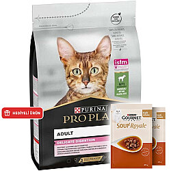 Pro Plan Delicate Kuzu Etli Hassas Sindirim Kedi Maması 3 Kg + 2 Adet Gourmet Çorba - Pro Plan