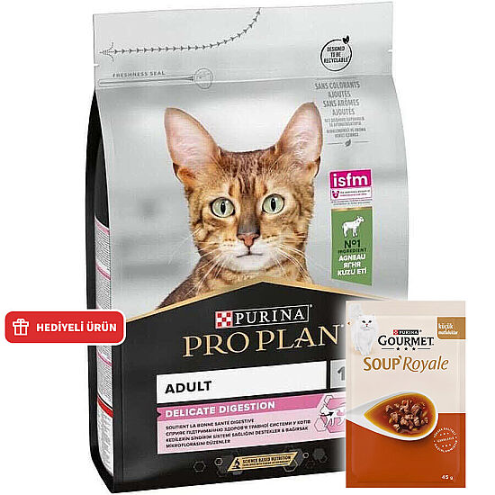 Pro Plan Delicate Kuzu Etli Hassas Sindirim Kedi Maması 3 Kg + 6 Adet Gourmet Çorba - 1