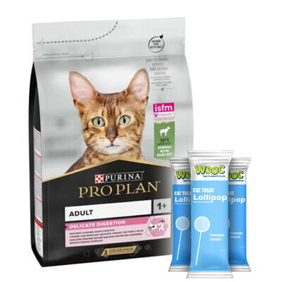 Pro Plan Delicate Kuzu Etli Hassas Sindirim Kedi Maması 3 Kg + 3 Adet Wooc Kedi Ödülü Lolipop