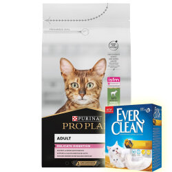 Pro Plan Delicate Kuzu Hassas Sindirim Kedi Maması 10 Kg + Everclean 10 Lt Kedi Kumu - Pro Plan