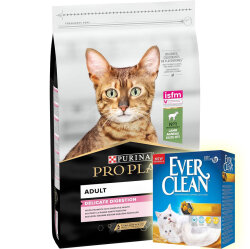Pro Plan Delicate Kuzu Hassas Sindirim Kedi Maması 10 Kg + Everclean 10 Lt Kedi Kumu - Pro Plan