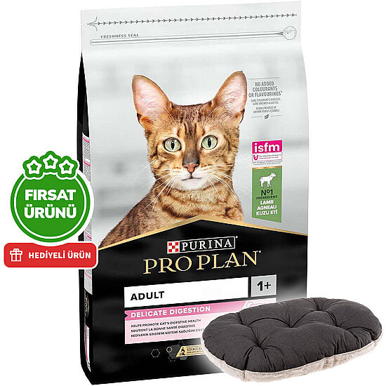 Pro Plan Delicate Kuzu Etli Hassas Sindirim Kedi Maması 10 Kg + Ferplast Relax Kedi Yatağı - 1