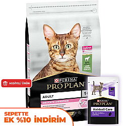 Pro Plan Delicate Kuzu Etli Hassas Sindirim Kedi Maması 10 Kg + 14 Adet Pro Plan Hairball Pouch - Pro Plan