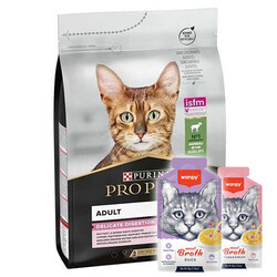 Pro Plan - Pro Plan Delicate Kuzu Hassas Sindirim Kedi Maması 10 Kg + 5 Adet Wanpy 50 Gr Kedi Çorbası