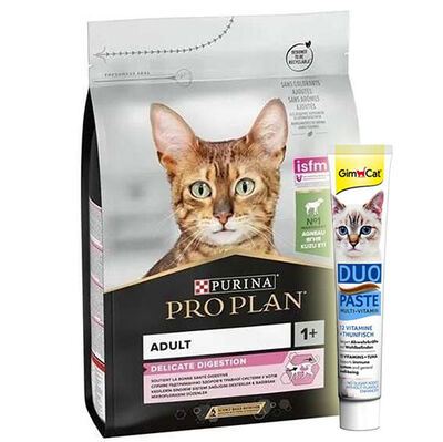 Pro Plan Delicate Kuzu Hassas Sindirim Kedi Maması 10 Kg + GimCat Multi Vitamin Paste Macun