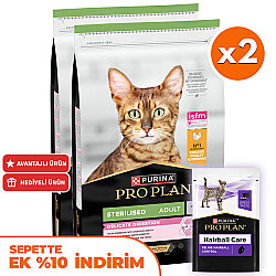 Pro Plan Delicate Tavuk Etli Hassas Sindirim Kısırlaştırılmış Kedi Maması 10 Kg x 2 Adet + 35 Adet Pro Plan Hairball Pouch - Pro Plan