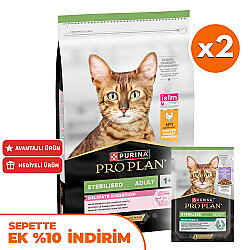 Pro Plan Delicate Tavuk Etli Hassas Sindirim Kısırlaştırılmış Kedi Maması 10 Kg x 2 Adet + 26 Adet Pro Plan Pouch Hindi 85 Gr - Pro Plan