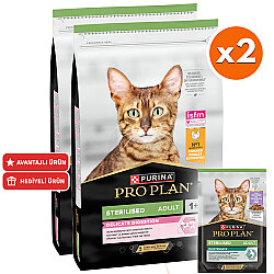 Pro Plan Delicate Tavuk Etli Hassas Sindirim Kısırlaştırılmış Kedi Maması 10 Kg x 2 Adet + 26 Adet Pro Plan Pouch Hindi 85 Gr - Pro Plan