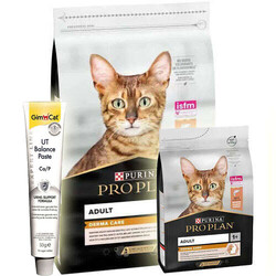 Pro Plan - Pro Plan Derma Care Hassas Deri Somonlu Kedi Maması 10 Kg + 3 Kg (Toplam 13 Kg) + Gimcat UT Balance Paste