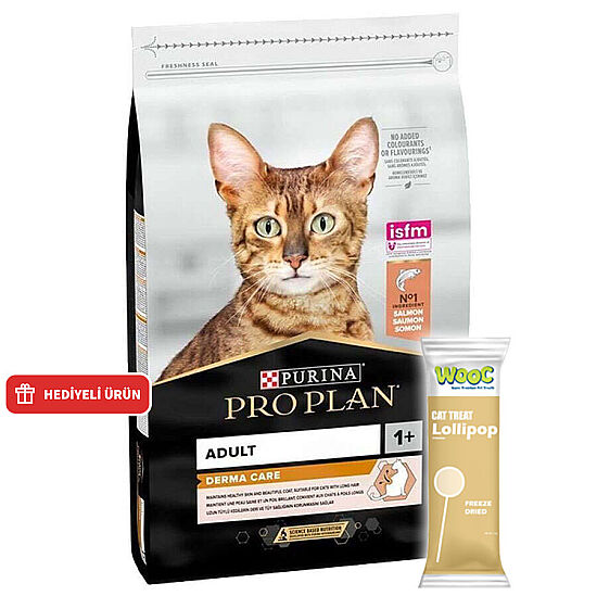 Pro Plan Derma Care Hassas Deri Somonlu Kedi Maması 1,5 Kg + Wooc Lolipop Ödül - 1