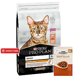 Pro Plan Derma Care Hassas Deri Somonlu Kedi Maması 1,5 Kg + 2 Adet Gourmet Çorba - Pro Plan