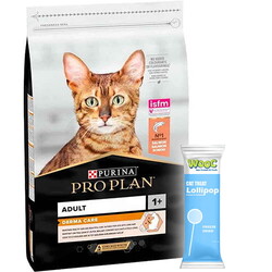 Pro Plan - Pro Plan Derma Care Hassas Deri Somonlu Kedi Maması 1,5 Kg + Wooc Kedi Ödülü Lolipop