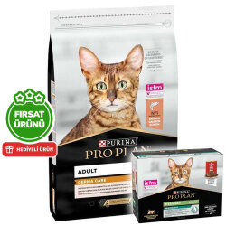 Pro Plan Derma Care Hassas Deri Somonlu Kedi Maması 10 Kg + Pro Plan Yaş Mama 85 Gr x 10 Adet - Pro Plan