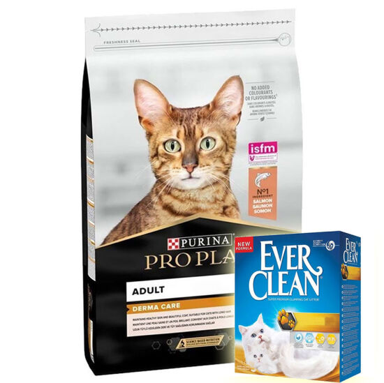 Pro Plan Derma Care Hassas Deri Somonlu Kedi Maması 10 Kg + Everclean 10 Lt Kedi Kumu - 1
