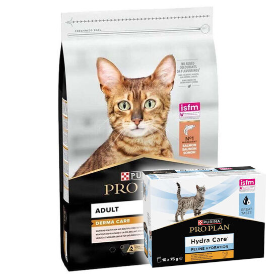 Pro Plan Derma Care Hassas Deri Somonlu Kedi Maması 10 Kg + Hydra Care Yaş Mama 75 Gr x 10 Adet - 3