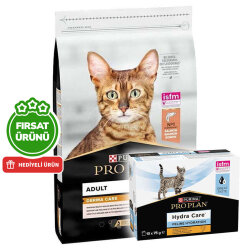 Pro Plan Derma Care Hassas Deri Somonlu Kedi Maması 10 Kg + Hydra Care Yaş Mama 75 Gr x 10 Adet - Pro Plan