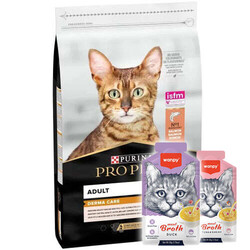 Pro Plan - Pro Plan Derma Care Hassas Deri Somonlu Kedi Maması 10 Kg + 5 Adet Wanpy 50 Gr Kedi Çorbası