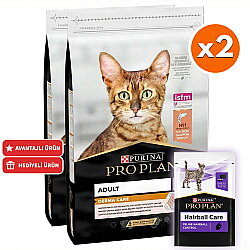 Pro Plan Derma Care Hassas Deri Somonlu Kedi Maması 10 Kg x 2 Adet + 35 Adet Pro Plan Hairball Pouch - Pro Plan
