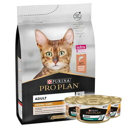 Pro Plan - Pro Plan Derma Care Hassas Deri Somonlu Yetişkin Kedi Maması 3 Kg + 3 Adet Pro Plan 85 Gr Yaş Mama