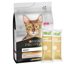 Pro Plan - Pro Plan Derma Care Hassas Deri Somonlu Yetişkin Kedi Maması 3 Kg + 2 Adet Wooc Kedi Lolipopu