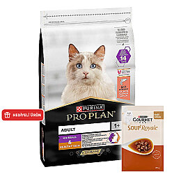 Pro Plan Hairball Healthy Skin Hassas Deri Somonlu Kedi Maması 3 Kg + 6 Adet Gourmet Çorba - Pro Plan