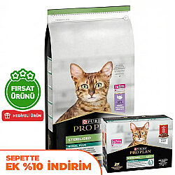 Pro Plan Kısırlaştırılmış Hindi Etli Kedi Maması 14 Kg + Pro Plan Yaş Mama 85 Gr x 10 Adet - Pro Plan