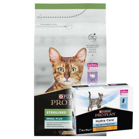 Pro Plan Kısırlaştırılmış Hindi Etli Kedi Maması 14 Kg + Hydra Care Yaş Mama 75 Gr x 10 Adet - 1