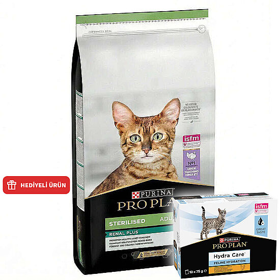 Pro Plan Kısırlaştırılmış Hindi Etli Kedi Maması 14 Kg + Hydra Care Yaş Mama - 1